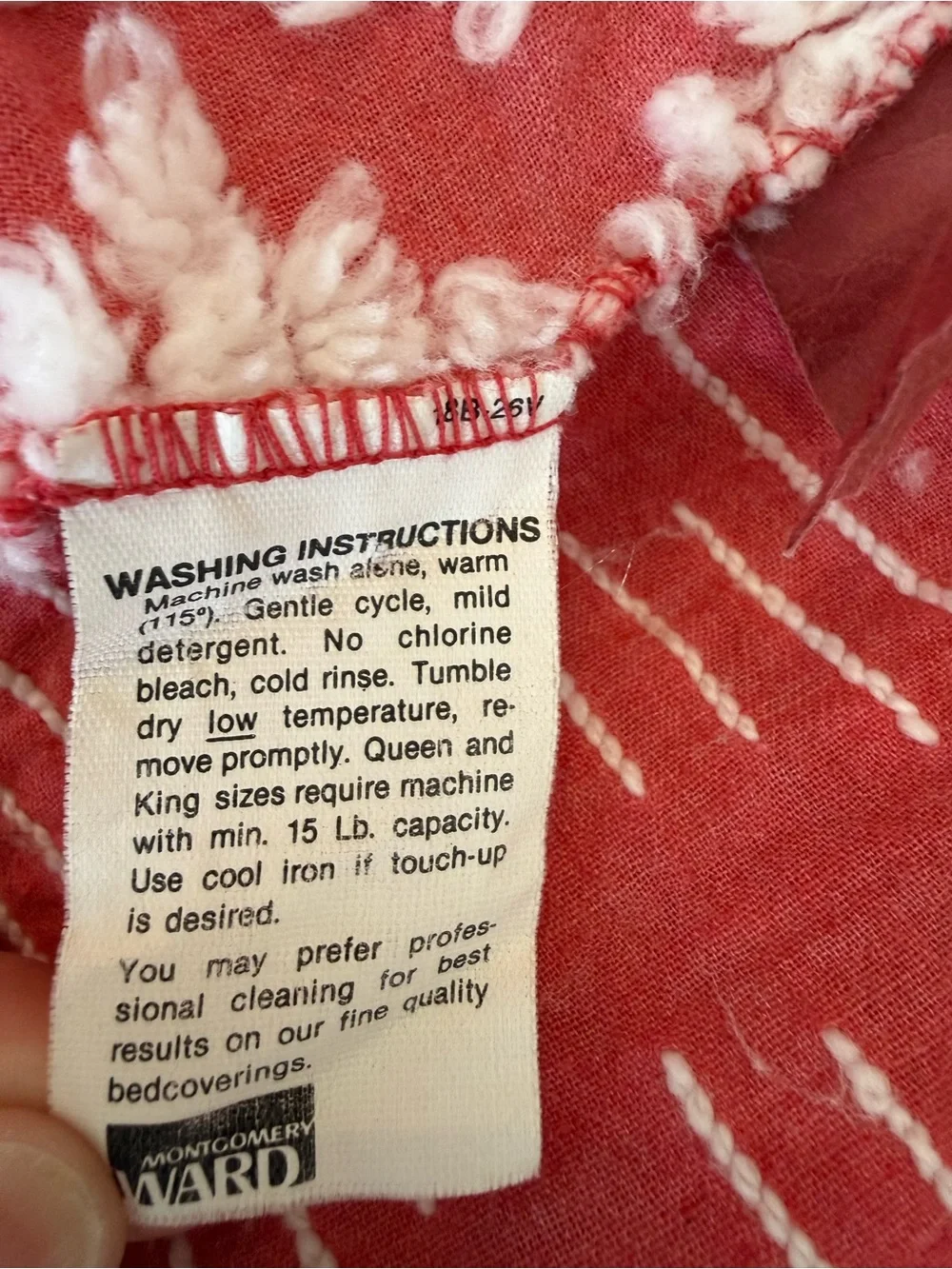 Vintage Montgomery Ward Pink White Chenille Bedspread Full USA Cottagecore